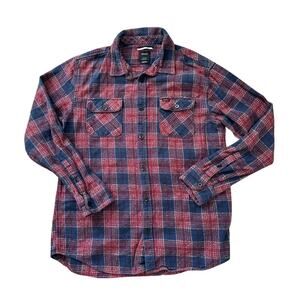 RVCA Button Down, heavy flannel, Shirt, Blue & Red, Large